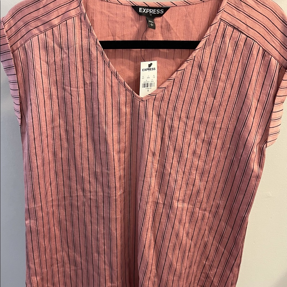 Blush and black pinstripe Express blouse size S